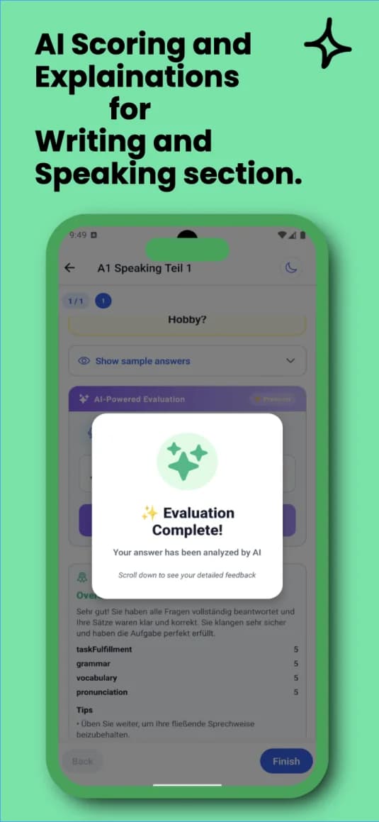 AI feedback for German A1 writing and speaking practice
